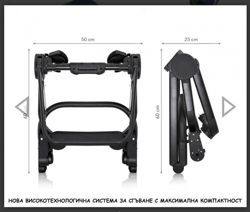 Бебешка количка Qumes Flow Blue 2 в 1