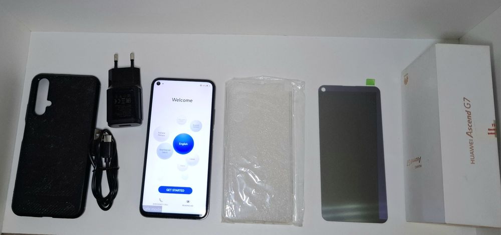 Pachet Huawei Nova 5T black cu folie privacy 2 huse si incarcator comp