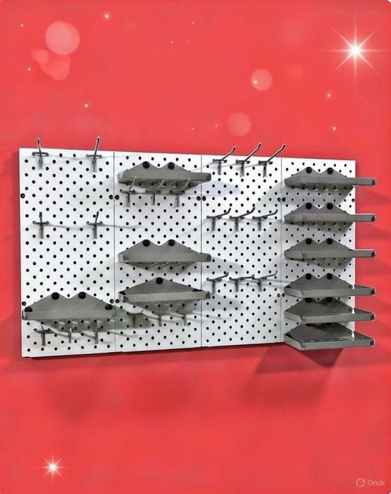 Teshilgan panel, перфопанель, do'konda ilgaklar uchun panel