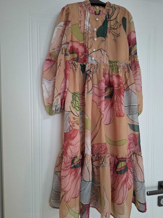 Rochie mid-maxi cu maneca lunga, pentru fete, 7 ani