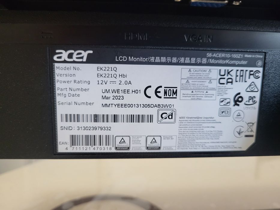 Monitor Acer EK221Q