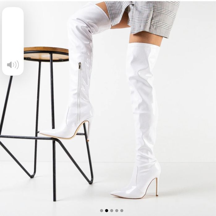 Cizme lungi albe din latex