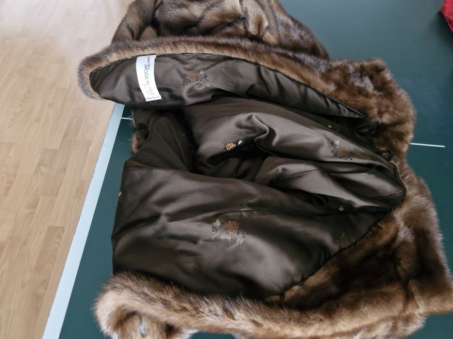 Palton din blana naturala cu piele M-L