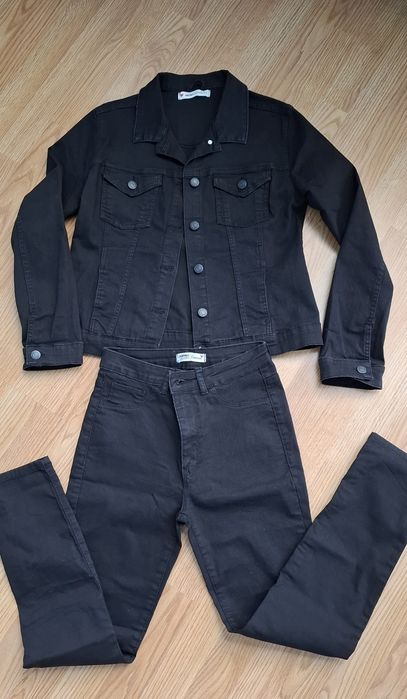 Яке и панталон, черни, дънкови