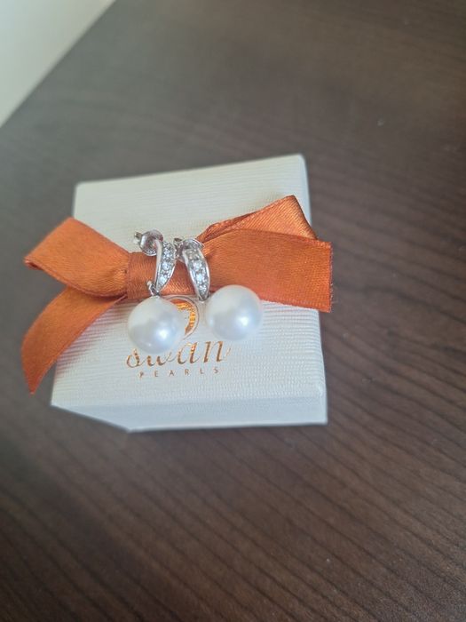 Сребърни обеци с перла Swan pearls