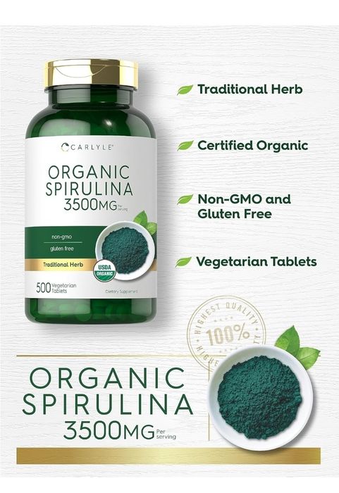 Spirulina mega putere in recipient  de 500 pastile fabricate in SUA !