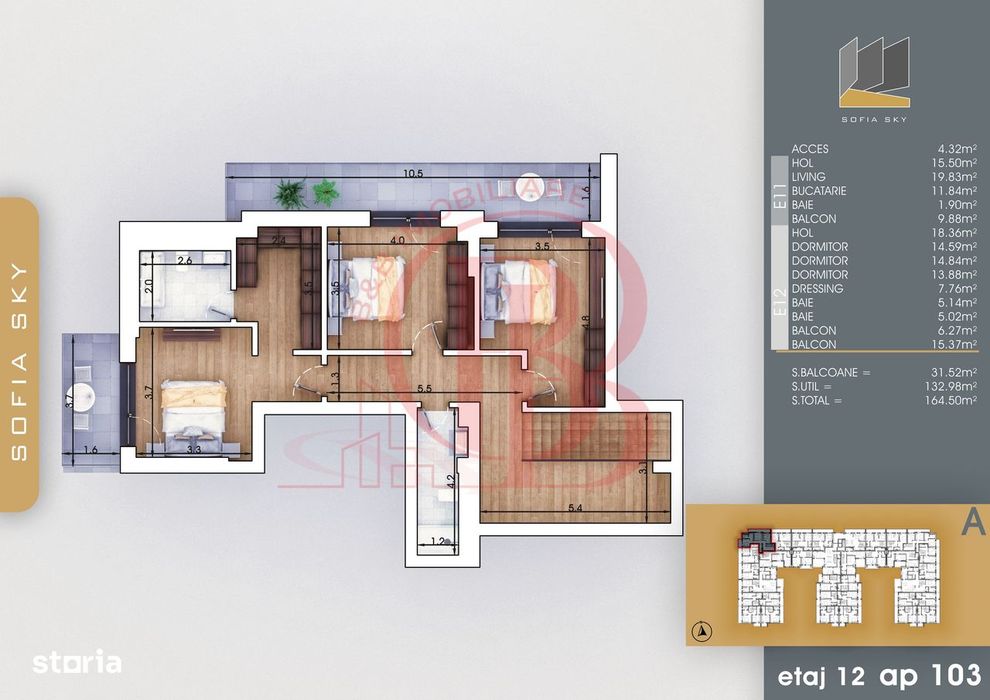 4 Camere modern-Scara interioara-Titan-Pallady-7min metrou