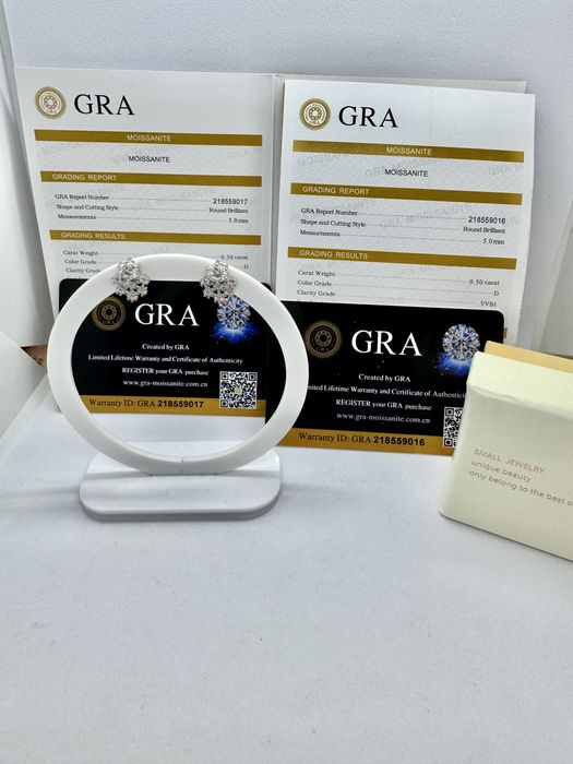 Сребърни обеци с мойсанит (Диамант) 0.5 карата