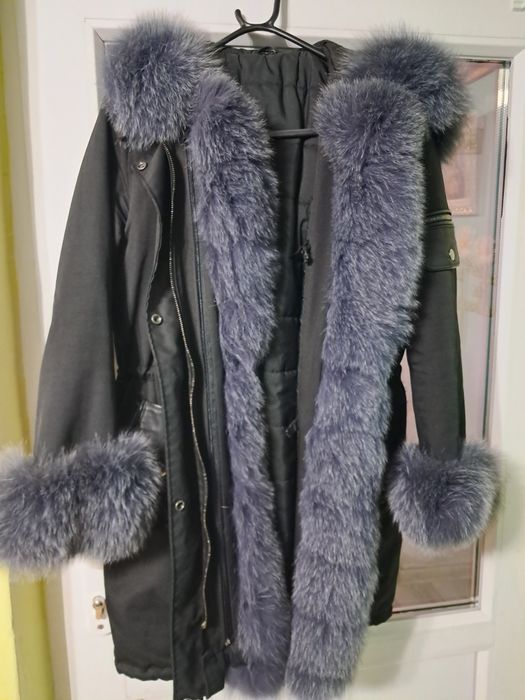Geaca parka blana naturala