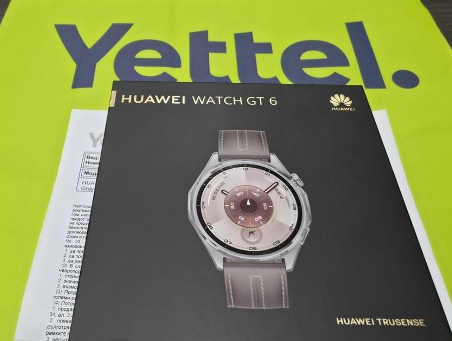 *** КАТО НОВ 46mm Huawei watch GT 6 Гаранция Yettel 2028 Gray / GT6