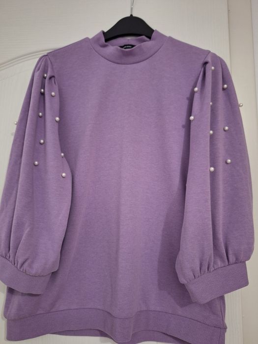 Pulover lila cu maneci bufante