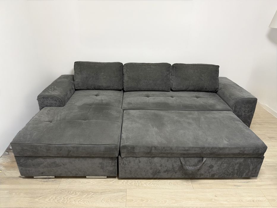 Coltar / canapea extensibil gri 3 locuri