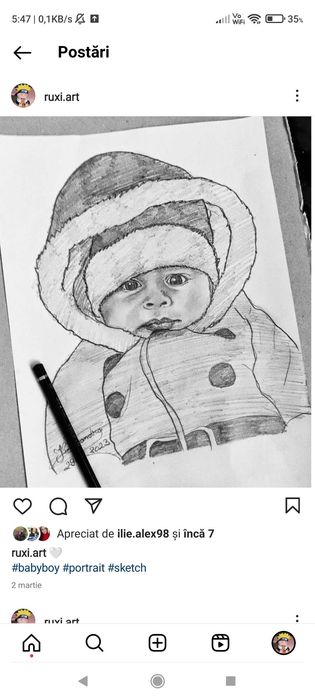 Realizez portrete in creion