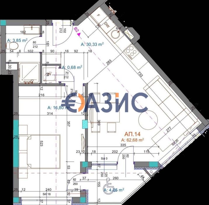 Апартамент с 1 спалня в нова сграда "Трапезица до Елкабел", гр. Бургас