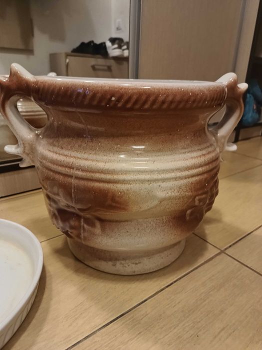 Superb vas/oală ceramică glazurată f mare, h 35 cm înălțime si 30 diam