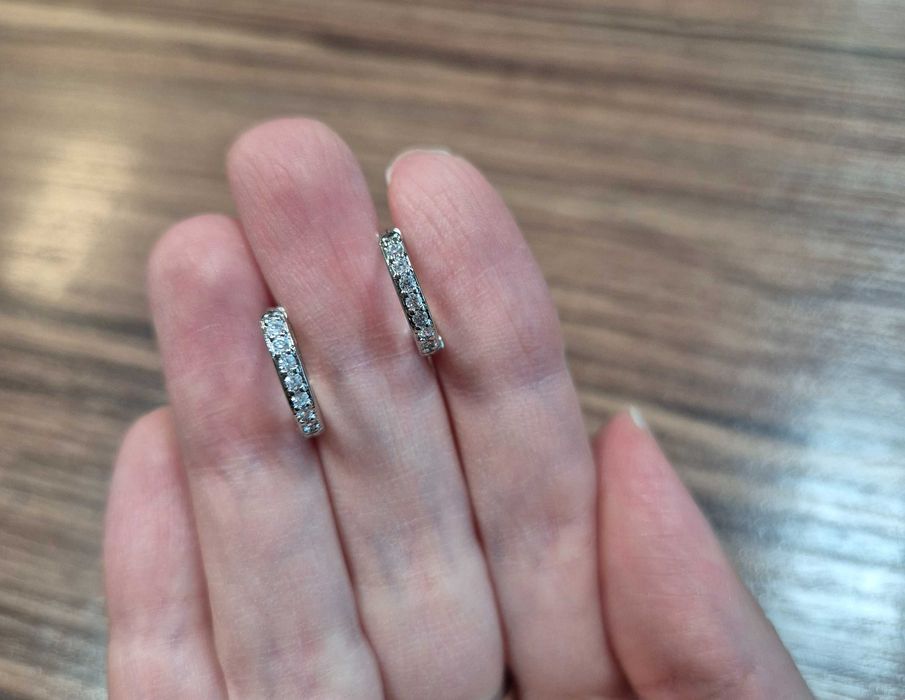 Нови сребърни обици сребърни обеци сребърни халки с камъчета