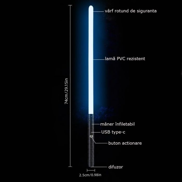 Set 2 Sith Lightsabers RGB - 74 cm - Negru