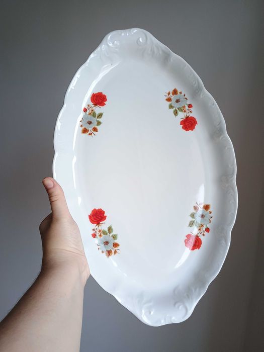 Platou de servire portelan Romanesc floral Arpo Curtea de Arges