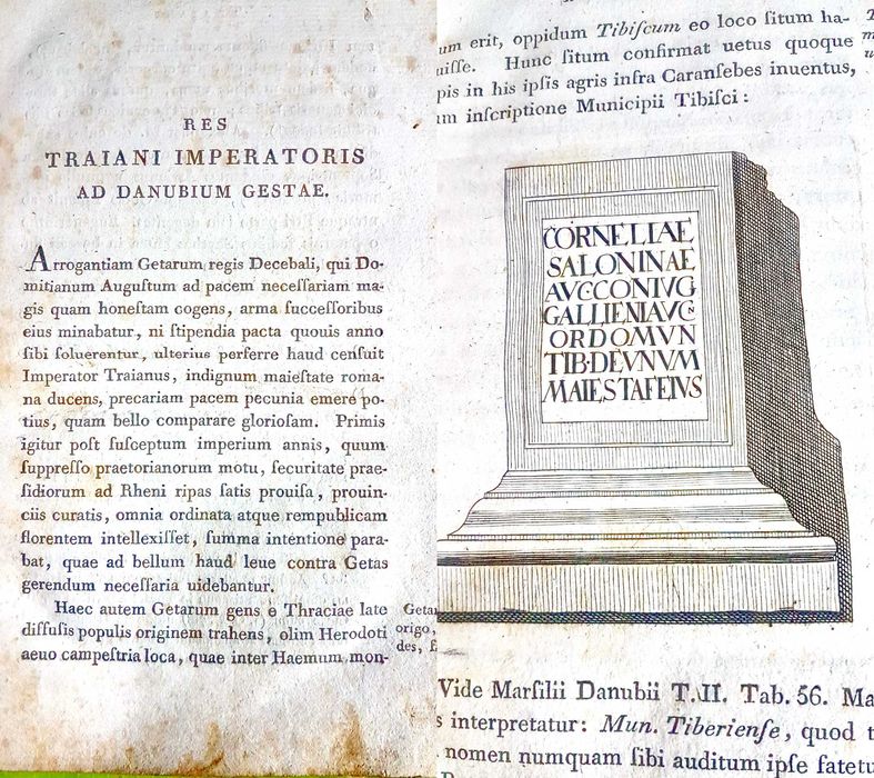 G16-I-Editie veche 1793-IMPARATUL TRAIAN-Res Traiani Imperatori ad Danubium Gestae. Stare buna, gros copertata.