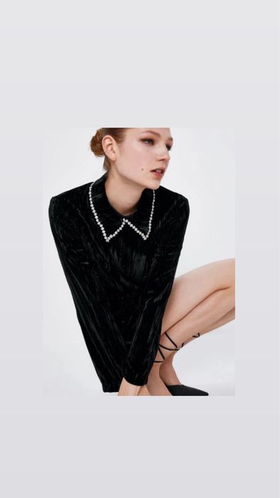 Нова рокля ZARA черно кадифе ХЛ