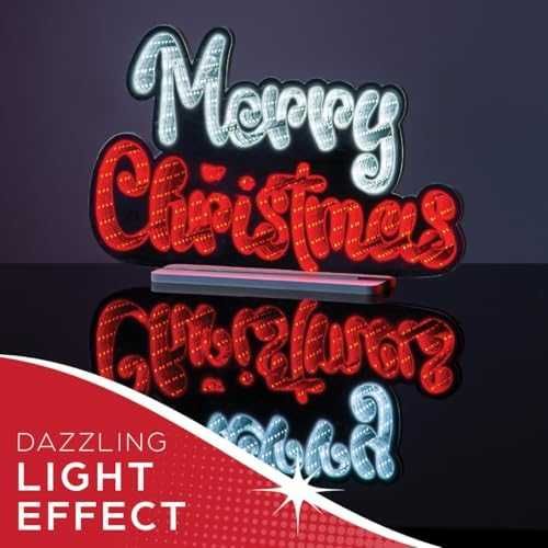 Нова Коледна Светеща Табела Merry Christmas Infinity Дизайн Декорация