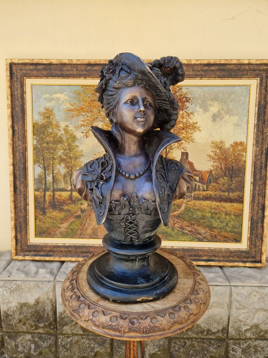 Топ - Уникална антикварна френска бронзова фигура статуетка скулптура