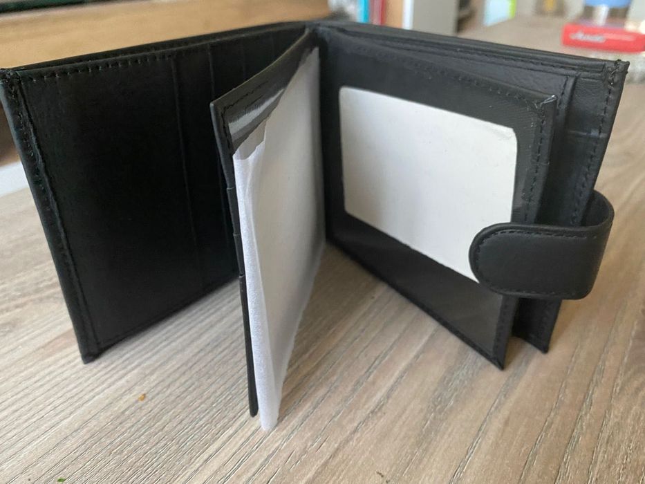 Мъжко портмоне от естествена италианска кожа – черно