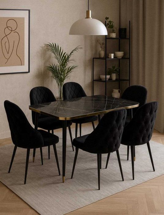 Zamonaviy ovqatlanish stoli va stullari.  Oбеденный стол и стулья