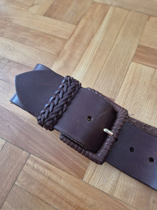 Curea Premium Lată, Piele Full Grain, Maro, Damă - 95