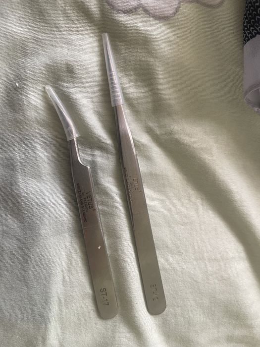 Пинцеты Vetus прямой и изогнутый наращивания ресниц