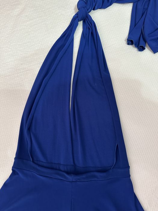 Женское элегантное синее платье в пол, размер M