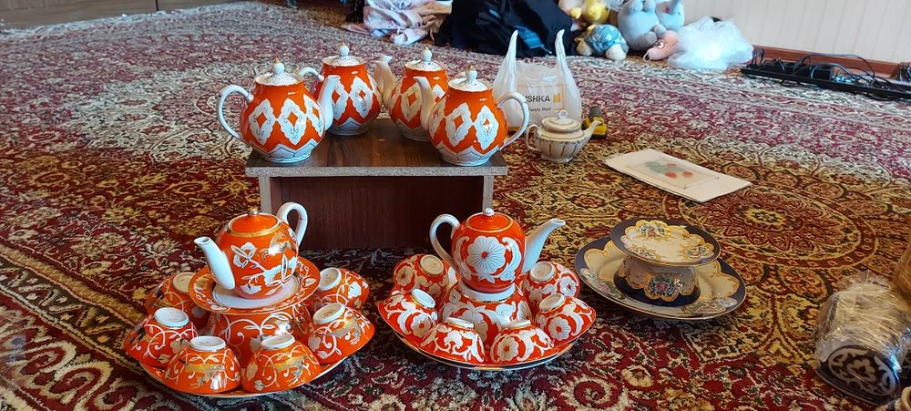 Чайные сервизы и большие чайники (Пахта / Оранжевый фарфор) — Всё ново