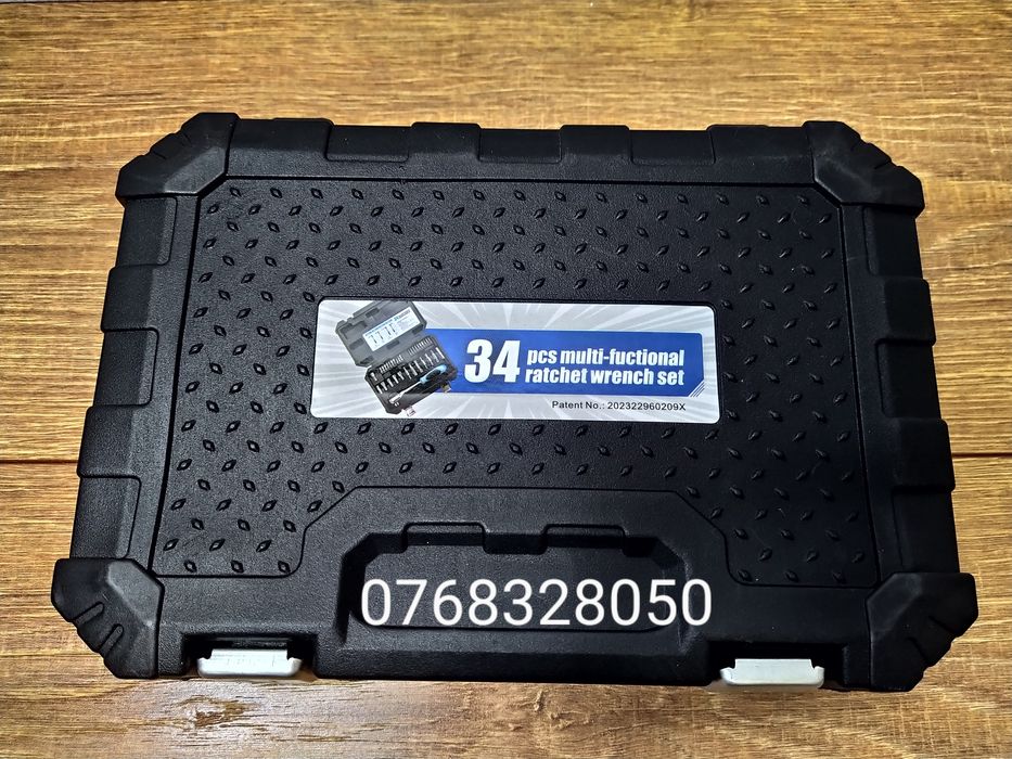 Trusa 34 piese biti clichet cu prindere dubla 1/4 biti si 3/8 tubulare