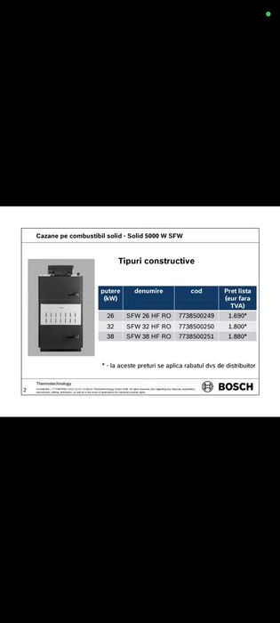 Vând centrală pe lemne Bosch stare de funcționare perfectă uzată doar doi ani!