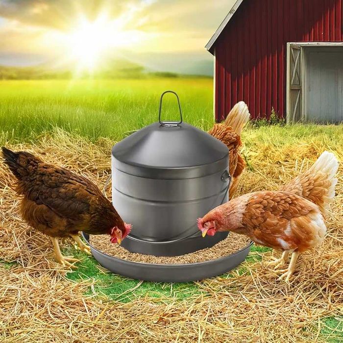 Метална Поилка за Птици 8 Литра Неръждаема за Кокошки, Пилета и Патки