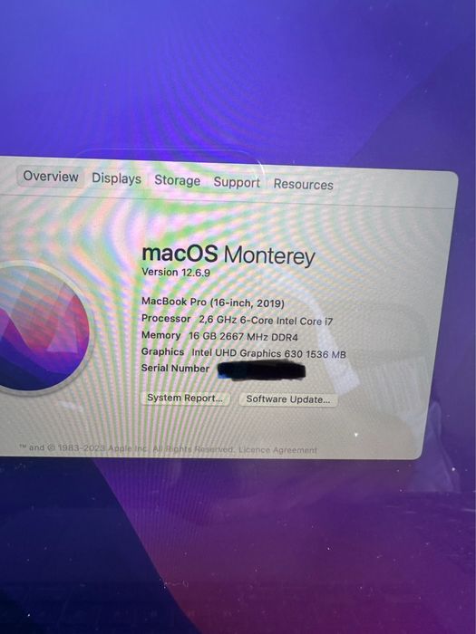 Apple MacBook Pro 16 2019 (i7/16GB/512GB/5300M/43 cycle)