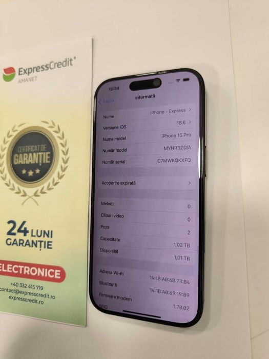 iPhone 16 Pro 1Tb  (Ag24 b.44821) - Garantie 2 ani