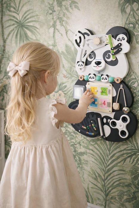 Busy Board / Busyboard Montessori Panda Jucărie Educațională din Lemn