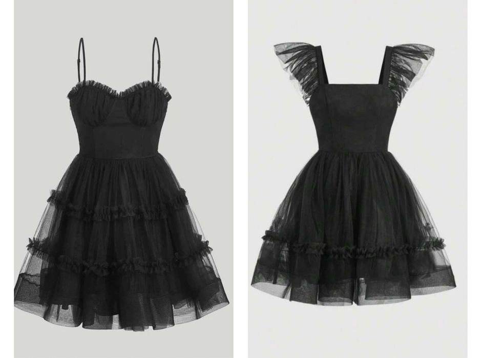 Дамска рокля с камъни и пера