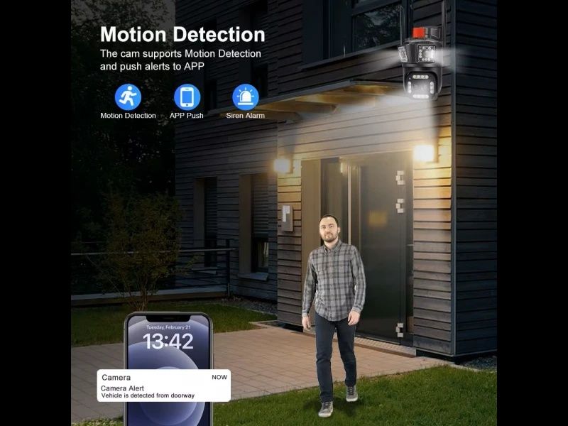 Тройна Водоустойчива Smart WiFi IP камера 12MP с двойна леща и 10× zoo