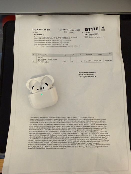Airpods 4 2024 cu modul Anc