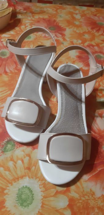 Сандали с Плочки с Метален Обков на деколтето! №36