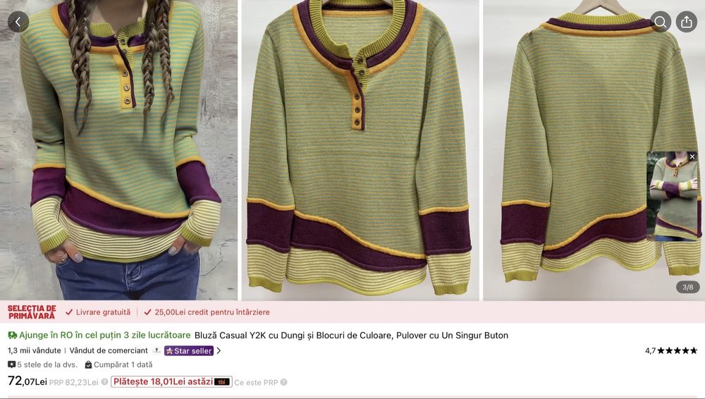 Pulover subtire, verde,  L