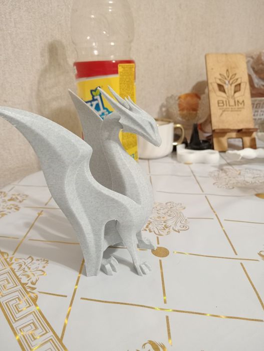 Фигурка дракона, цвет мрамор, высота 14см