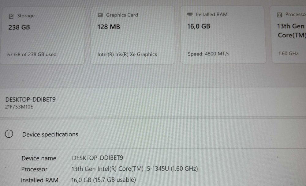 Lenovo ThinkPad T14s 4th Gen. 14"FHD+ IPS, i5 1345U, Ram 16 Gb, 256 Gb SSD NVMe, 4G модул! Гаранция до XI. 2026г.