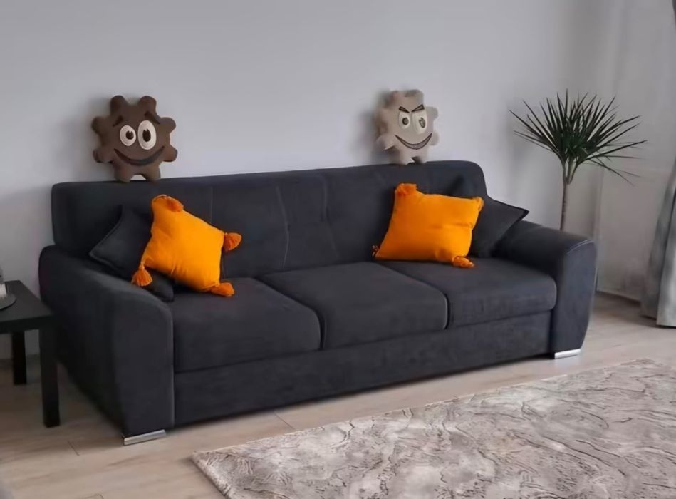 Canapea extensibilă, 3 locuri, 241 x  86 x  96 cm, gri