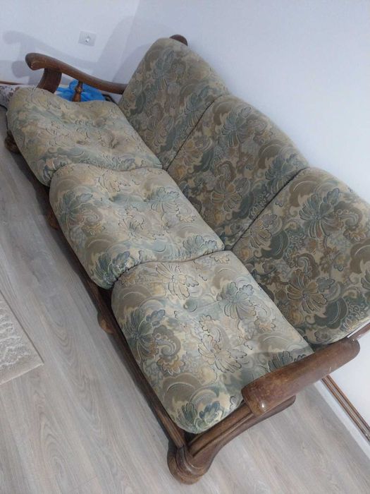 vind canapea lemn masiv 3 locuri