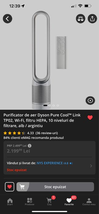 Vând Purificator de aer Dyson Pure Cool™