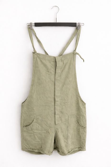 Salopeta scurta dama verde kaki cu bretele ajustabile marimea L