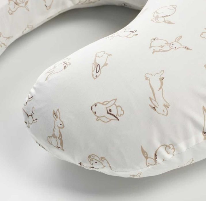 Husă pernă alăptare, model iepuraș/alb - 60x50x18 cm